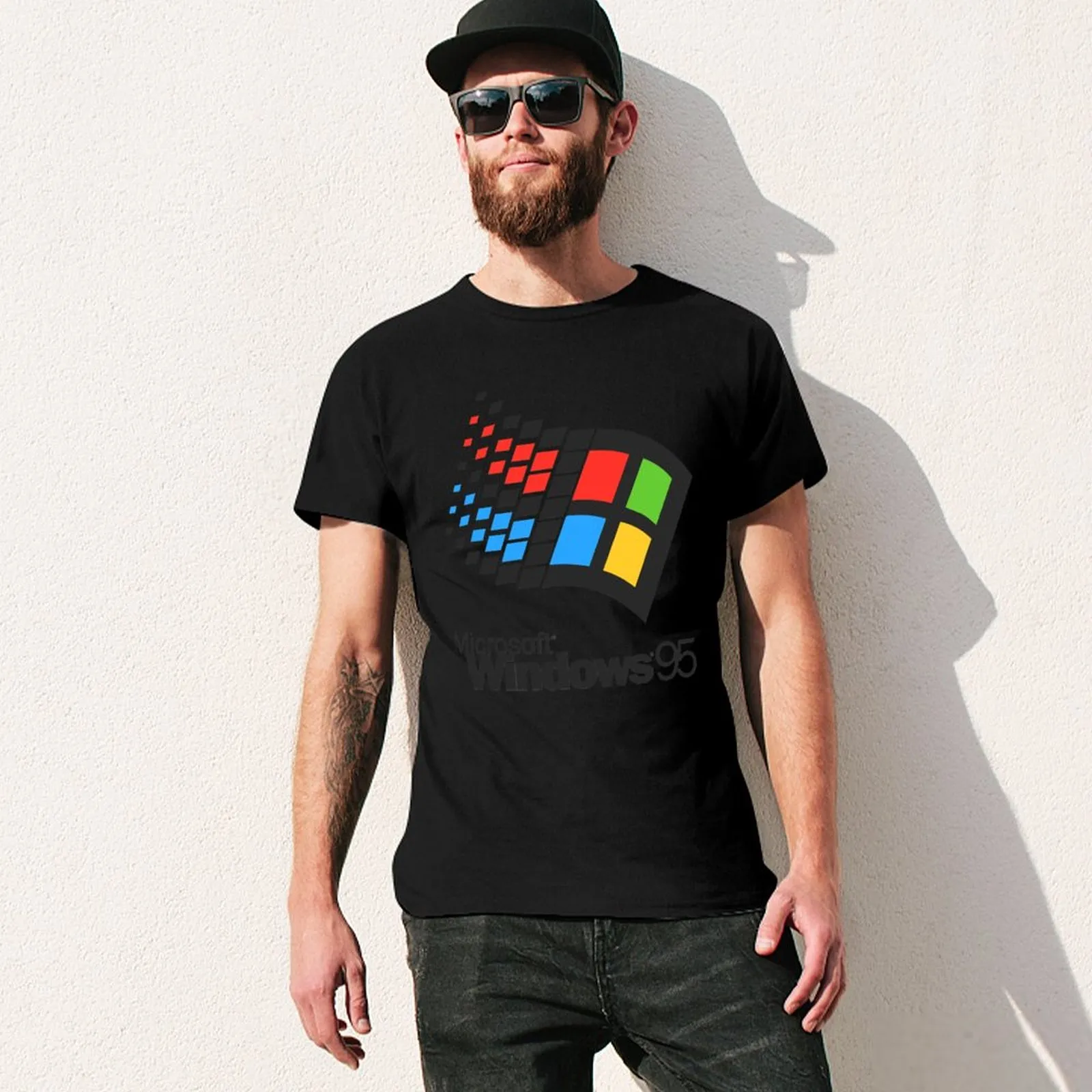 Microsoft Windows 95 Essential Oversized Anime T-Shirt for Men 