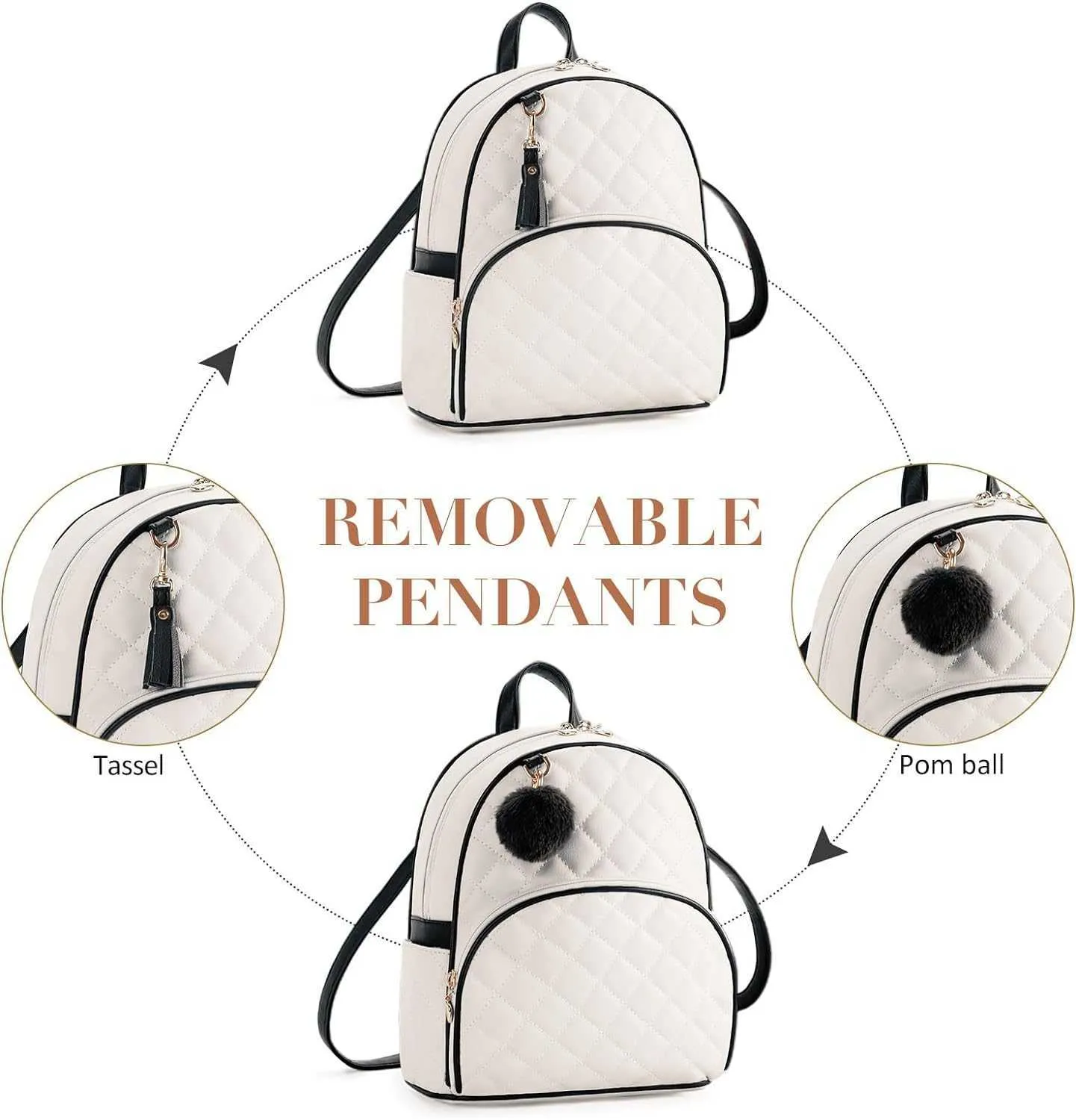 Mini Backpack for Women Leather Small Bookbag Travel Shoulder Bag Cute Tassel Amazon.com: VASCHY Mini Backpack Purse for Women, Fashion  main image 2