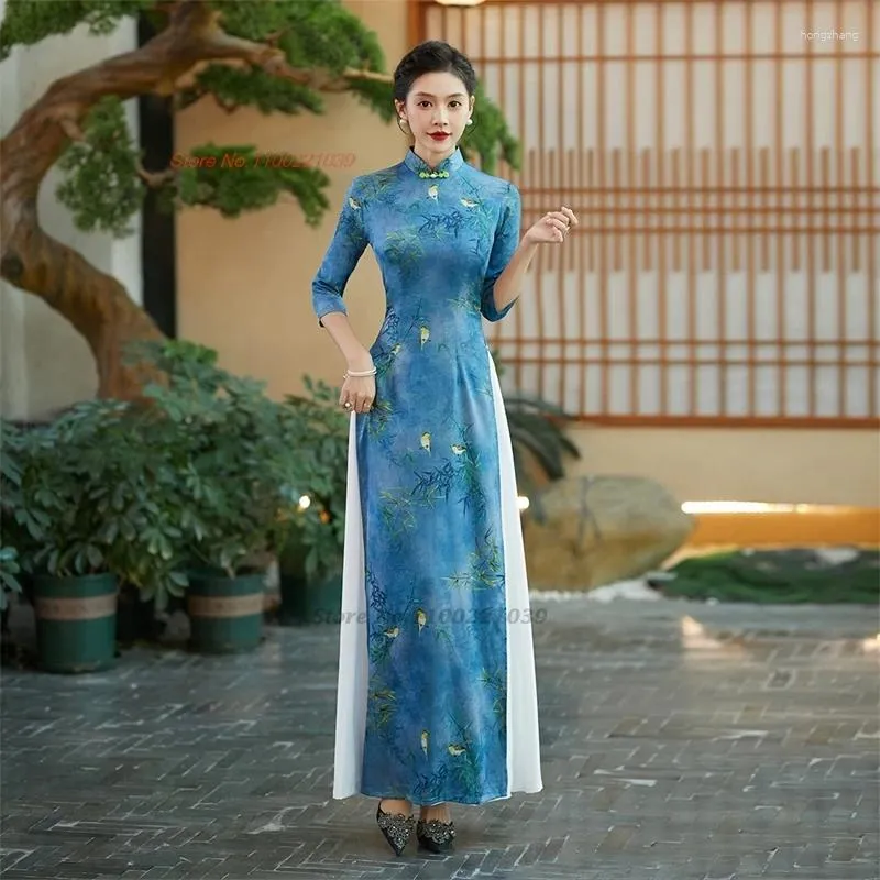 Vietnamese Traditional Dress Ao Dai National Flower Print Oriental Evening Banquet from Dhgate Ethnic Clothing - price 77.21 Vietnamese Traditional Dress Ao Dai National Flower Print Oriental Evening Banquet from Dhgate Ethnic Clothing - price 77.21