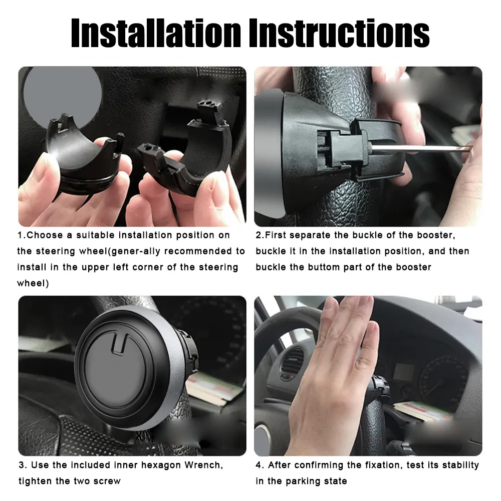 Steering Wheel Knob Booster Ball With Bearing - Iron Clip Aluminum Alloy Spinner For Cars, Trucks, Tractors