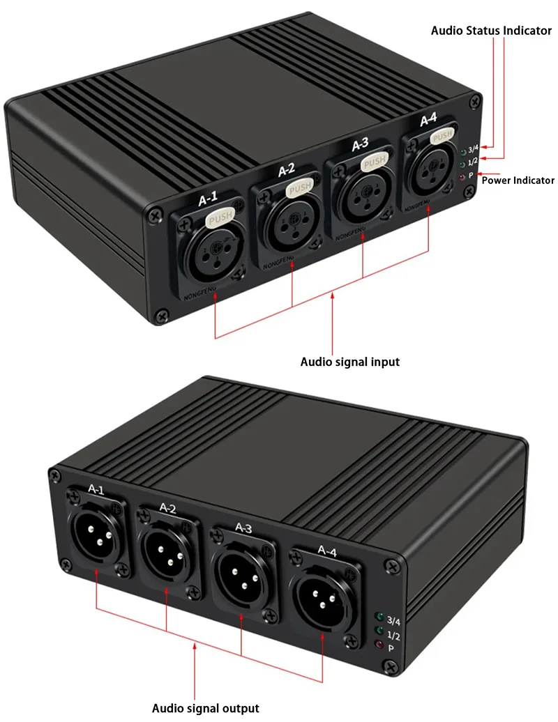 4-Channel XLR Audio Fiber Optic Extender Kit SC Fiber, Up to 20km ...