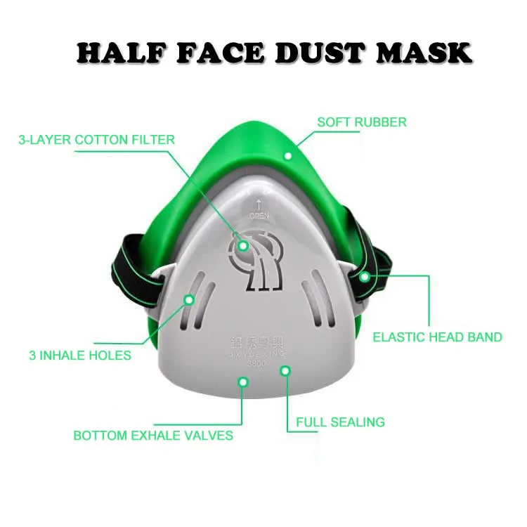 Buildres Mask Professional Dust Mask: Rubber Work Safety Respirator for Builders ...