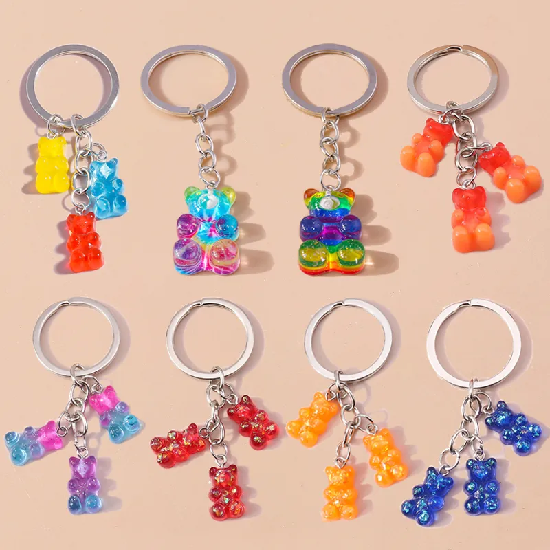 Cute 3D Dazzling Bear Keychain Metal Zinc Alloy Animal Shape for Car ...