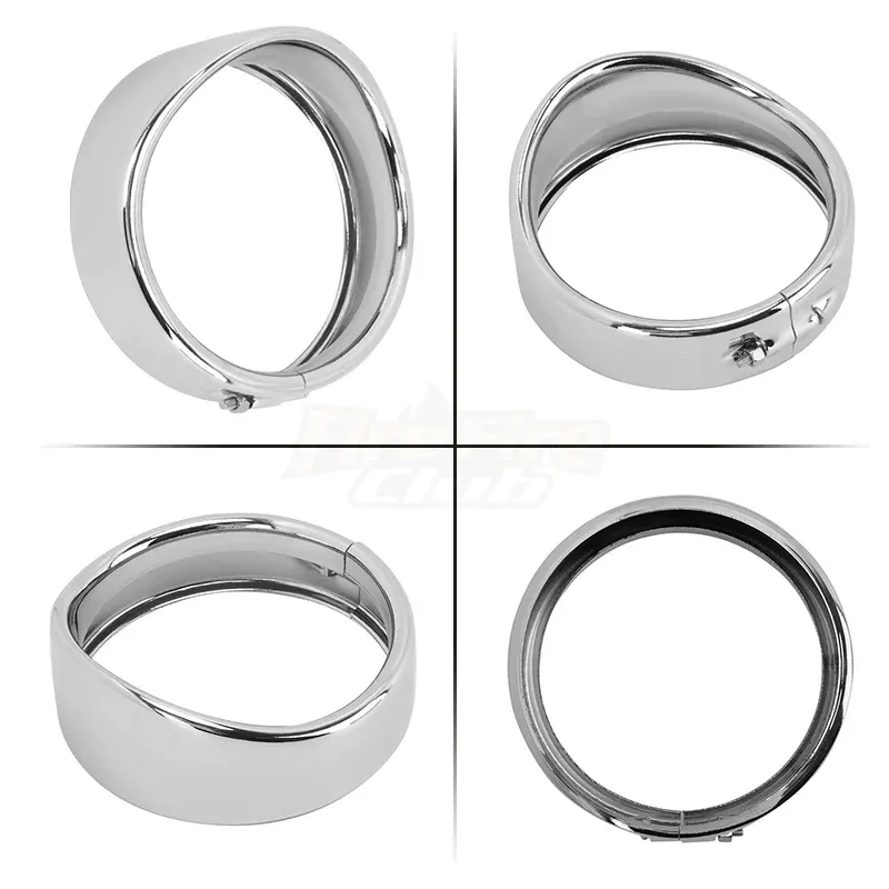 thumbnail image 2 of HDBUBALUS Chrome 7 Inch Headlight Trim & 4.5 Inch Passing Light Visor Trim Ring For Harley Softail Models 2 of 3