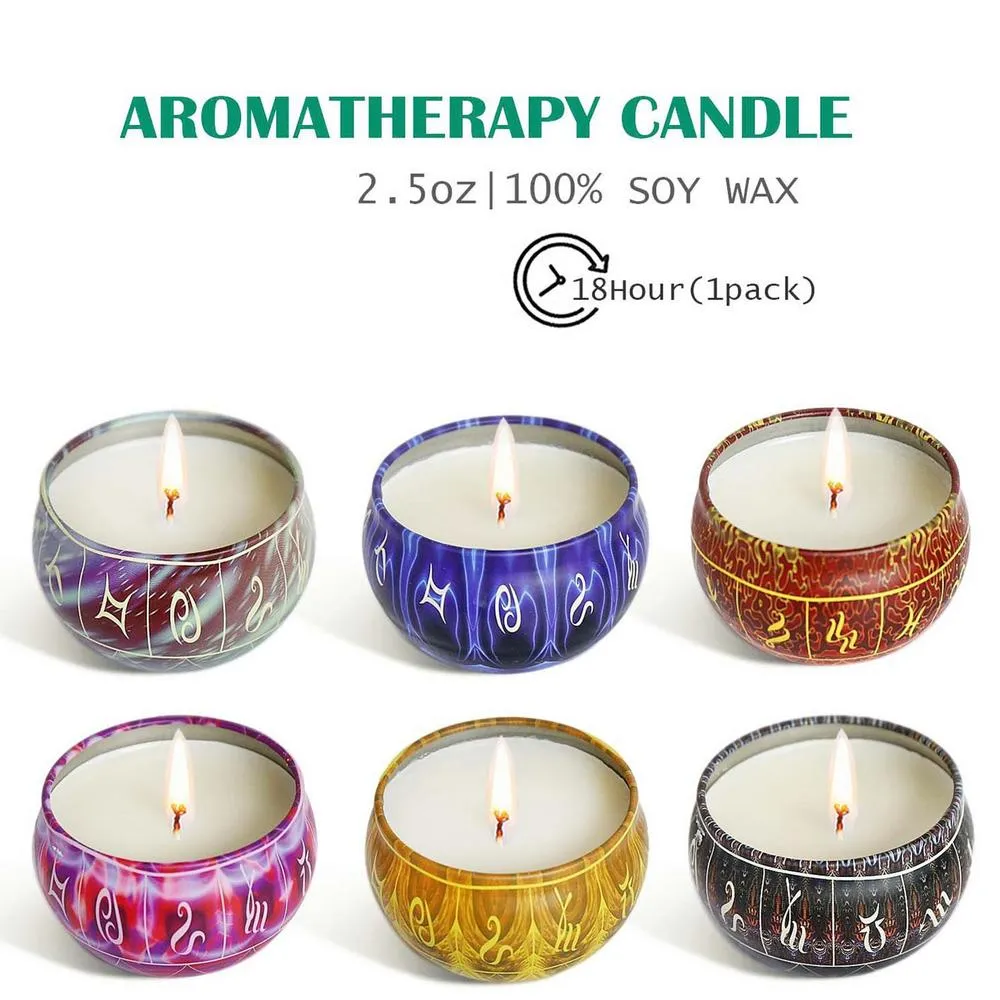 Aromatherapy Candle Set 12 Constellations Natural Soy Wax Scented ...