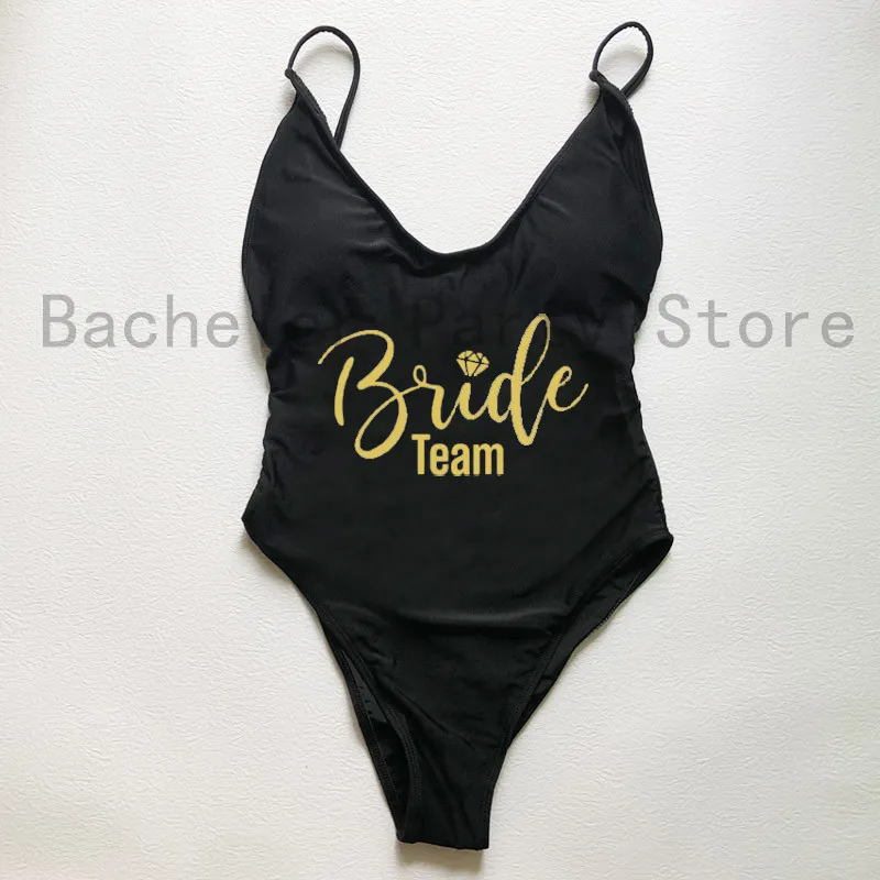 Bride Tribe Print Swimwear Plus Size One Piece Wedding Party Bathing Suit