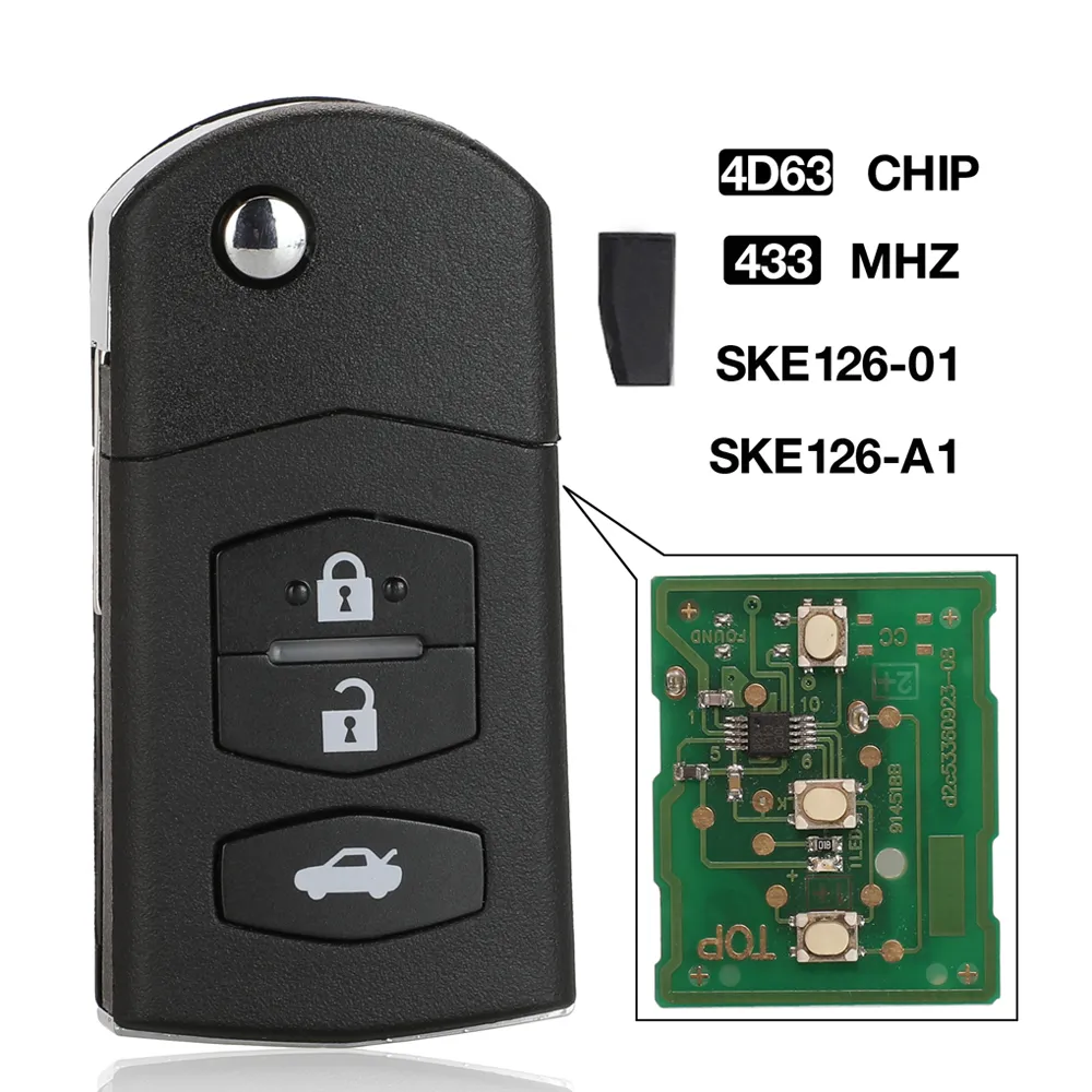 DHgate.com:433MHz Folding Car Remote Key Starter w/ ID63-80bit Chip, 3 ...