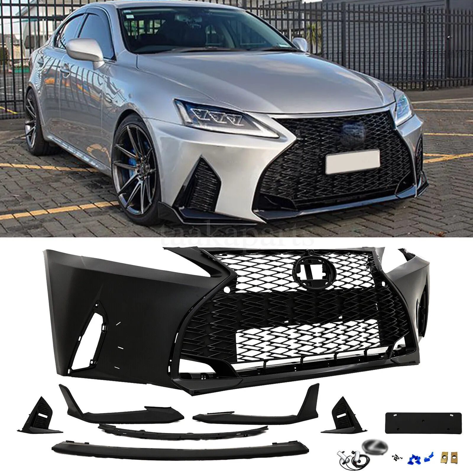 Rear Bumper Conversion Kit For 2006-2012 Lexus IS250/IS350 – Upgrade To 2021+ F-Sport Style (Primed Black)
