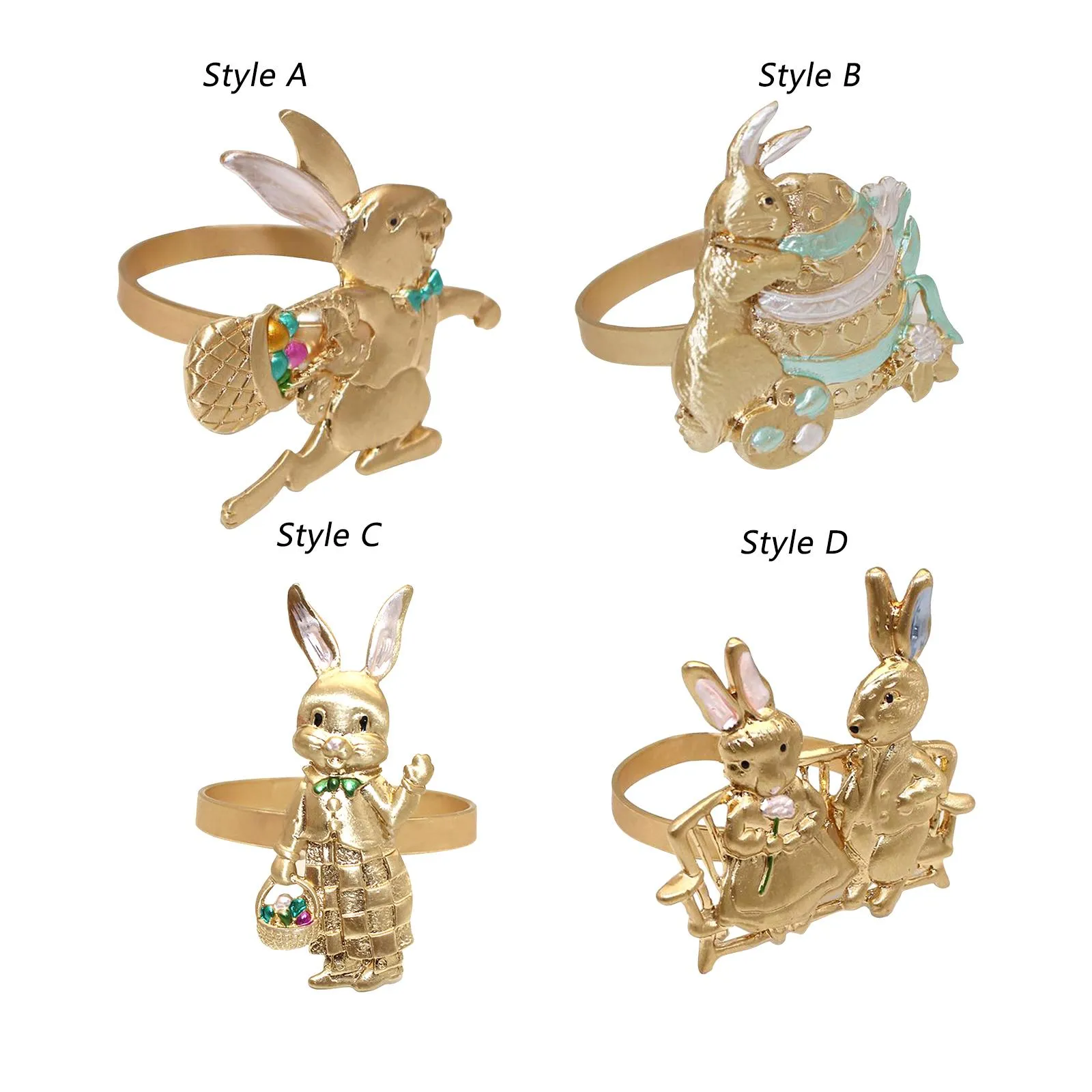 Set Of 12 Gold Bunny Napkin Rings - Metal Easter Rabbit Napkin Holders For Spring Tablescapes & Wedding Decor