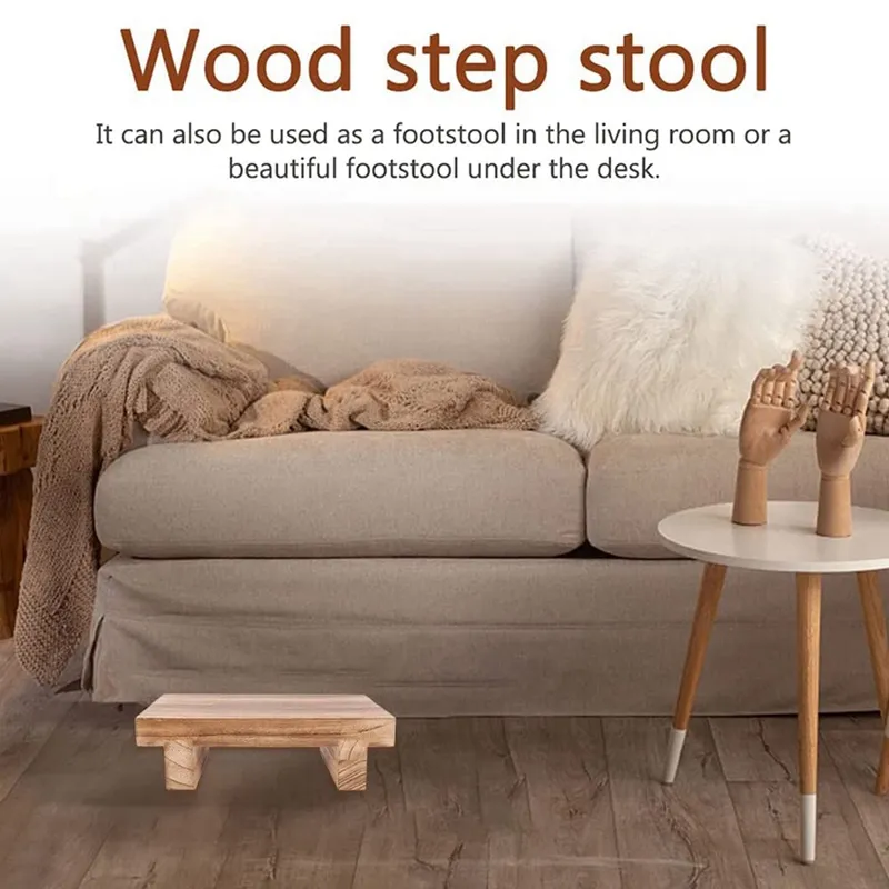 DHgate 2 Step Wooden Stool for Adults Sturdy Kitchen Step Stool Sturdy Wood Bed Step Stool for High Beds Closets Bathrooms Home Garden
