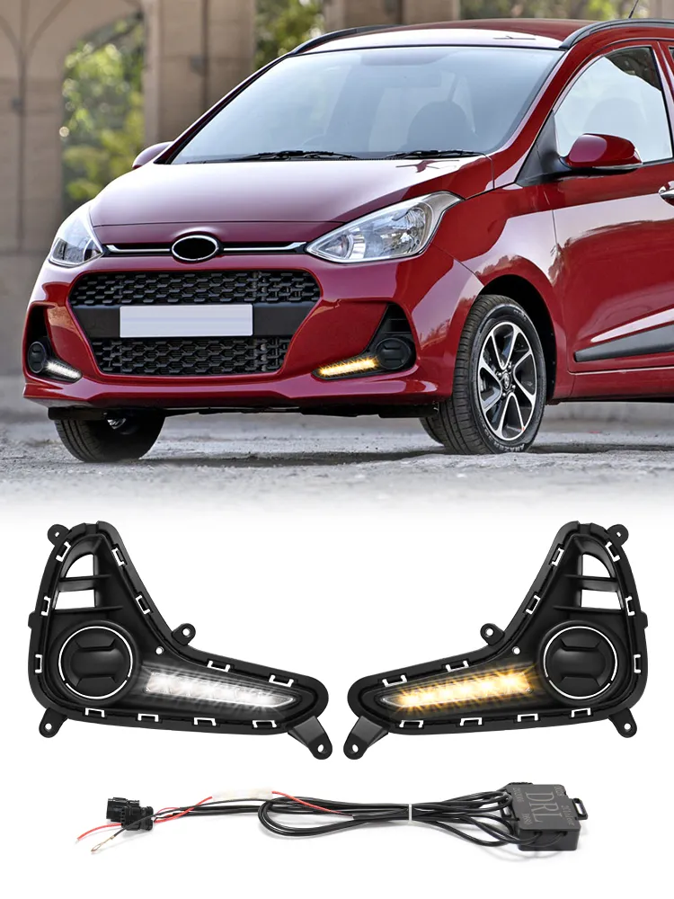 Waterproof DRL Daytime Running Light LED Hella Projector Fog Lights Turn Signal For Hyundai Grand I10 2017 2019 In Yellow And White From Ddmylovely 53.03 DHgate.Com