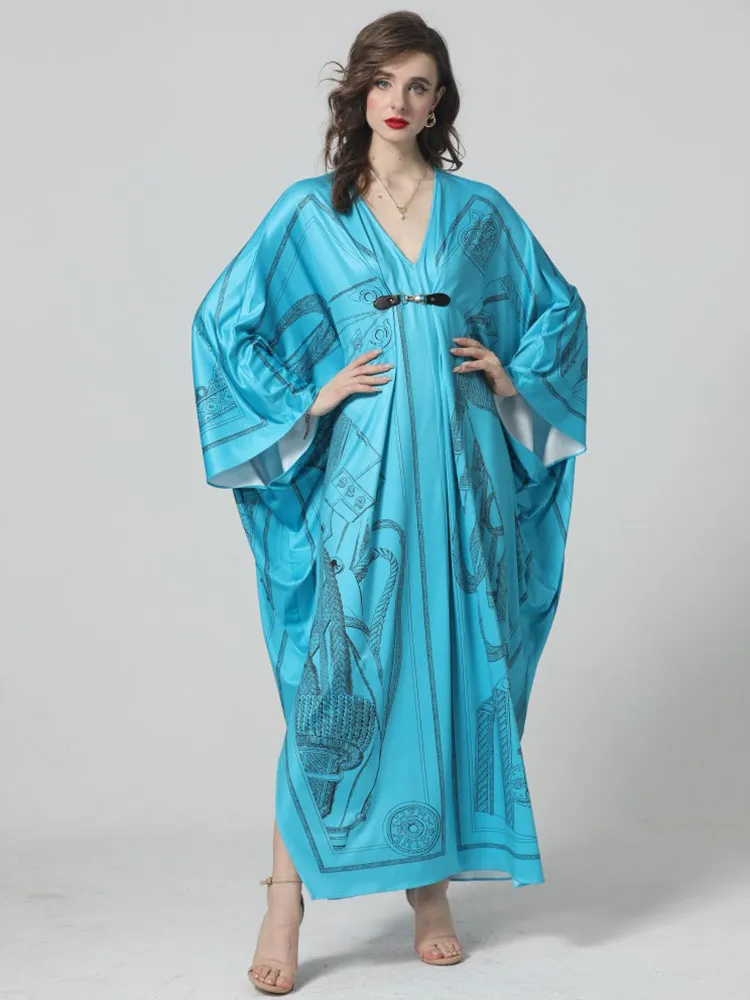 Womens Loose Batwing Sleeve Ankle-Length Dress with Rainbow Stripe Print in  Polyester Rayon Jersey Silk for Spring from Dhgate Runway Dresses - price  66.94
