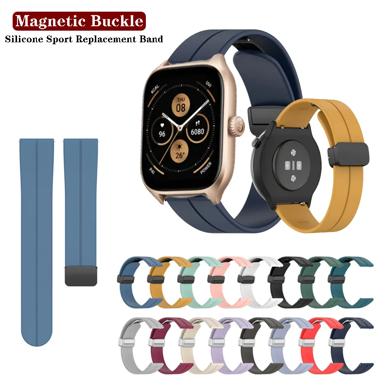 20mm Silicone Strap Quick-Release Magnetic Watch Band for Amazfit