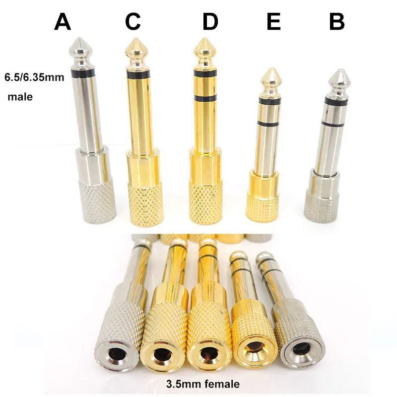 2x Premium 6.35mm Male To 3.5mm Female Jack Adapter – Copper Gold Plated – SunshineTronic