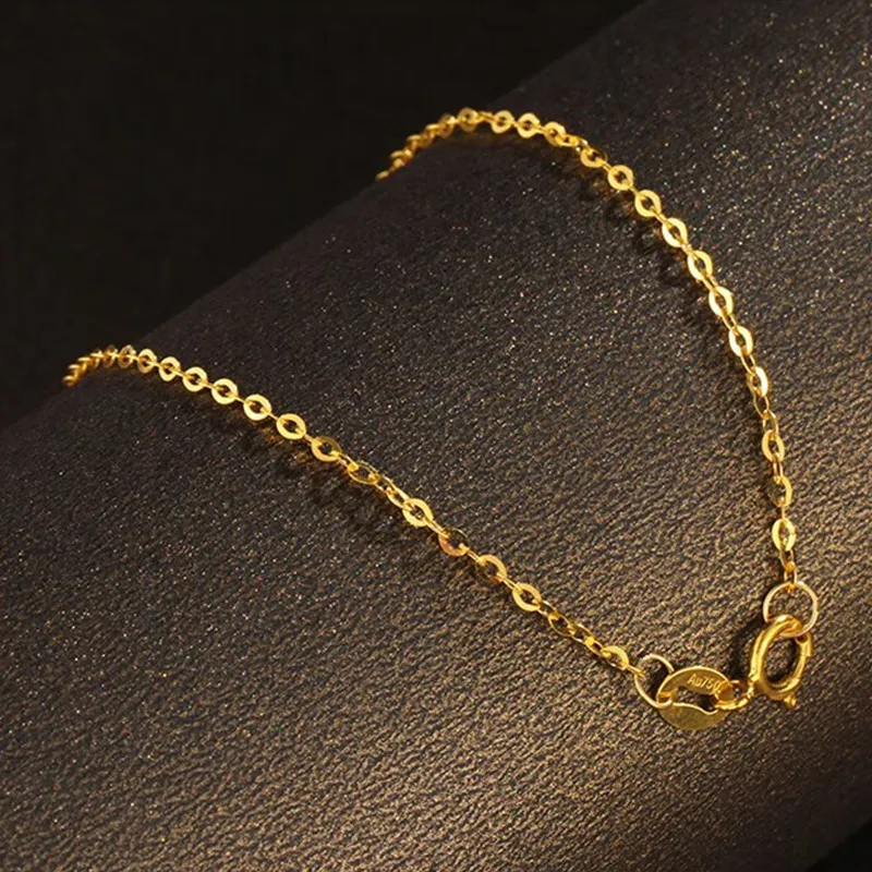 LABB Real 18K Gold Bracelet Pure Au750 Flash Plain Chain Small