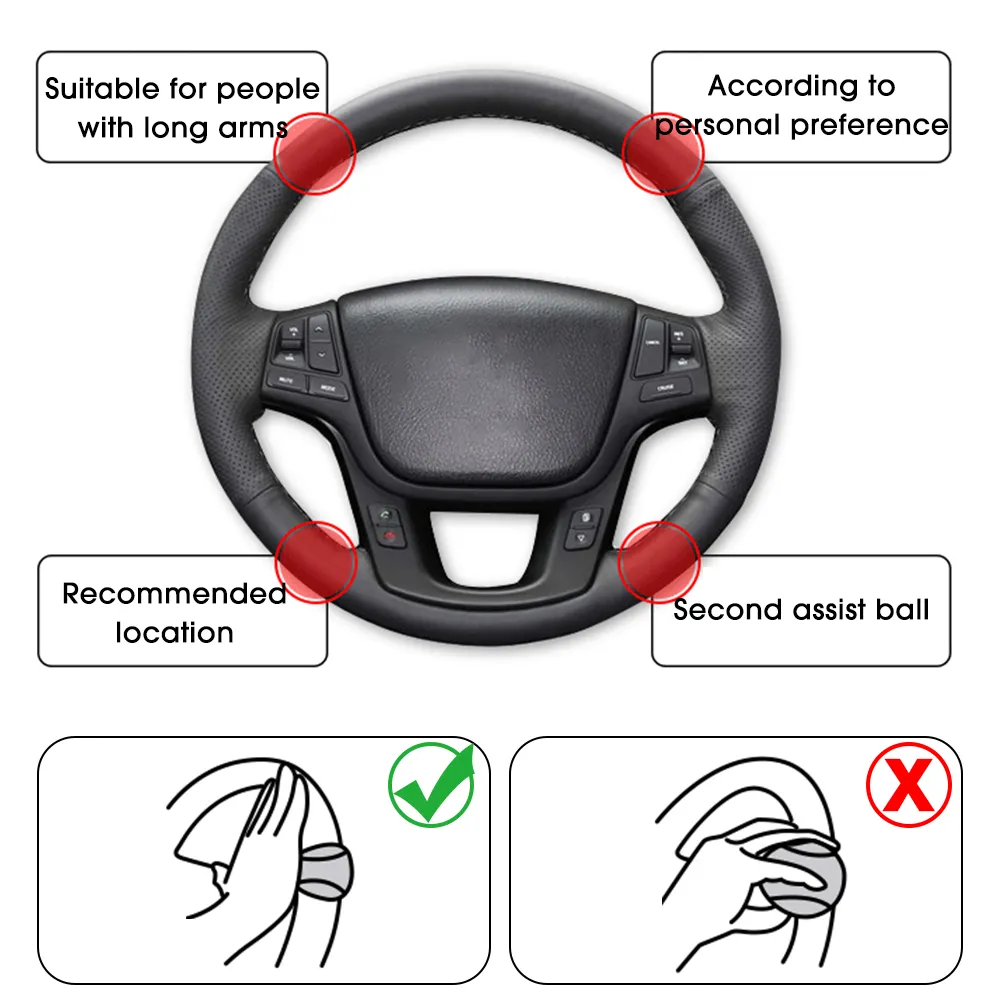 Car Steering Wheel Booster Ball - 360 Degree Rotation Spinner For One-Hand Driving Assistance