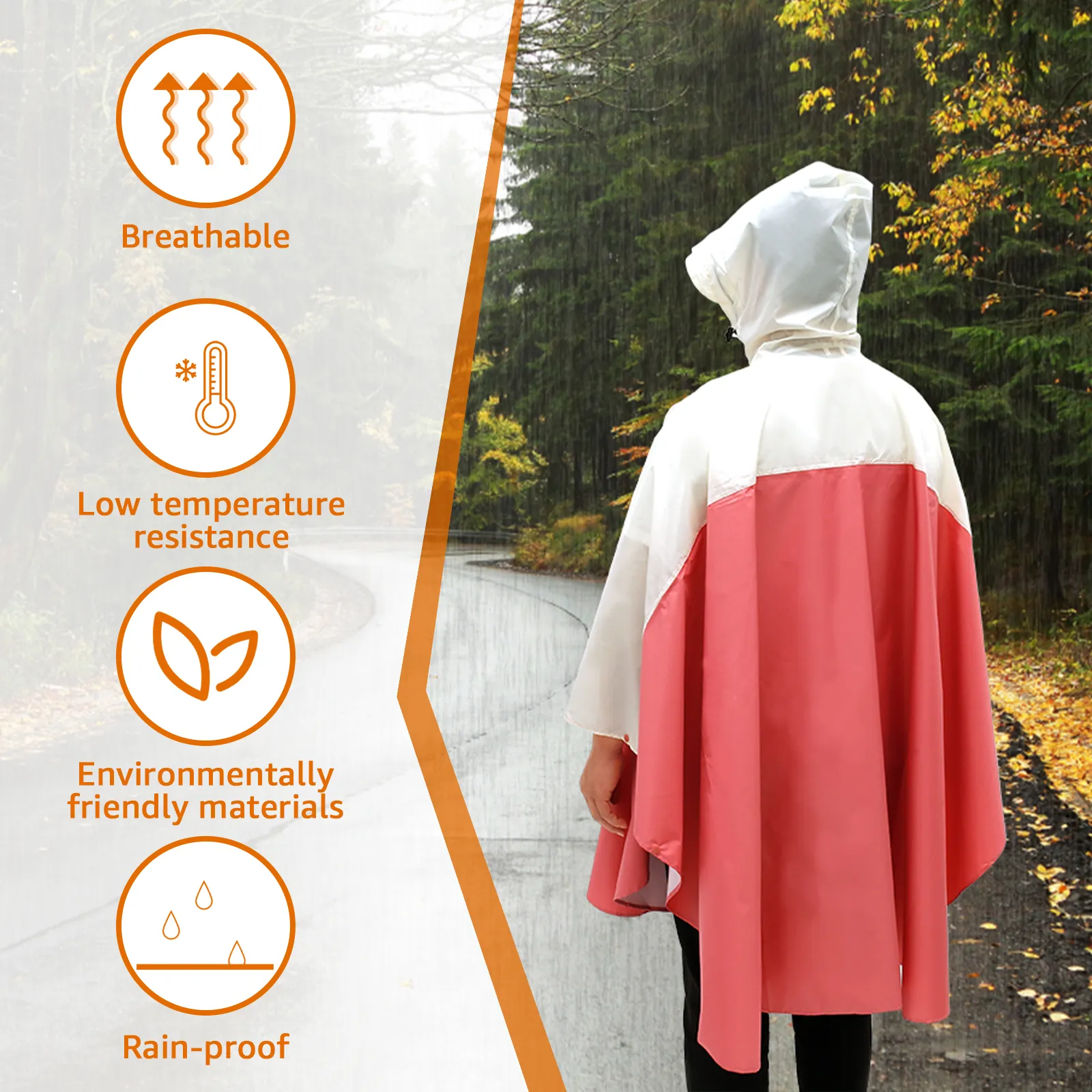 DHgate.com:2024Waterproof Hooded Rain Poncho Jacket with
