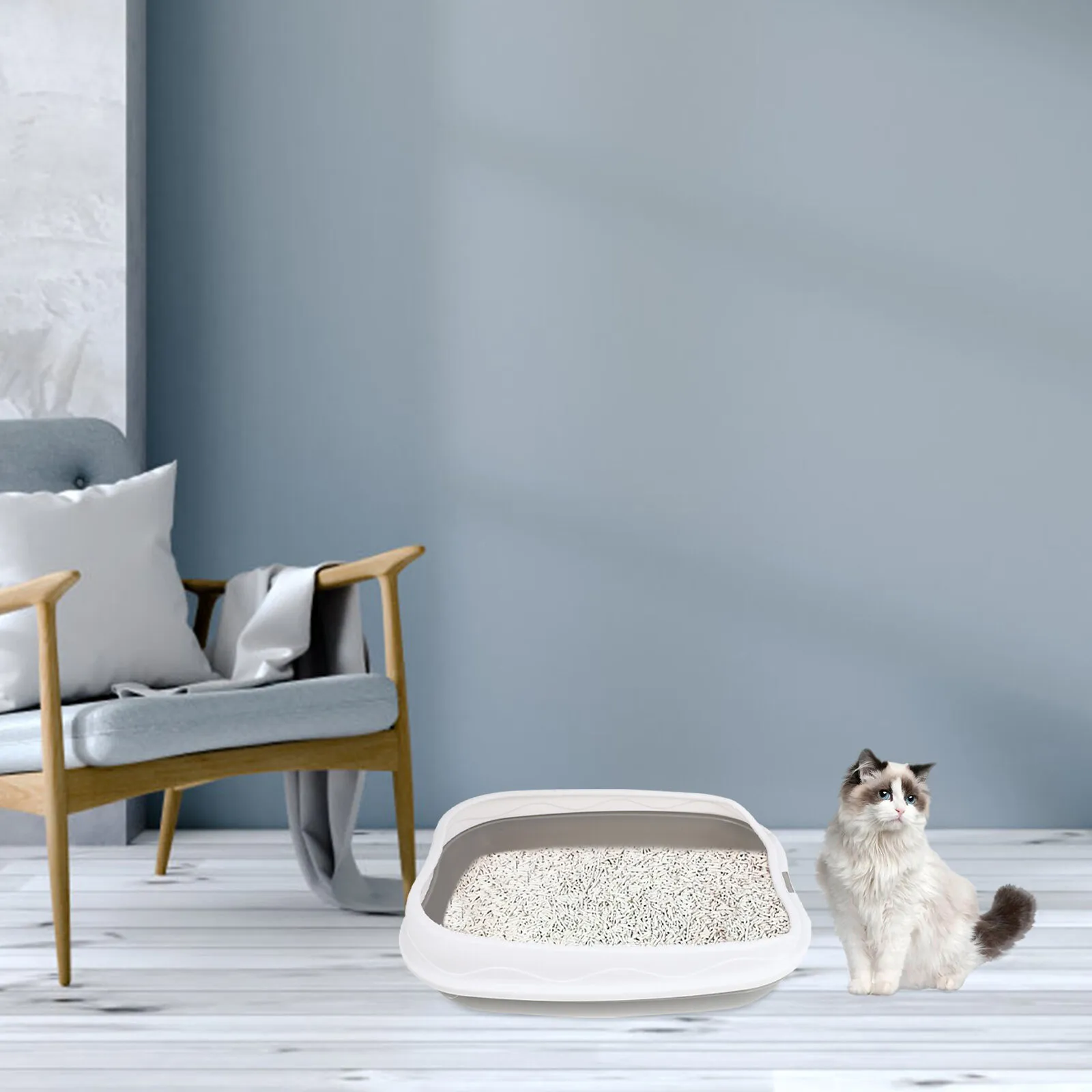 Cat Litter Box Training Potty Anti Splash Plastic Toilet for Kittens Cats Easy Clean Design
