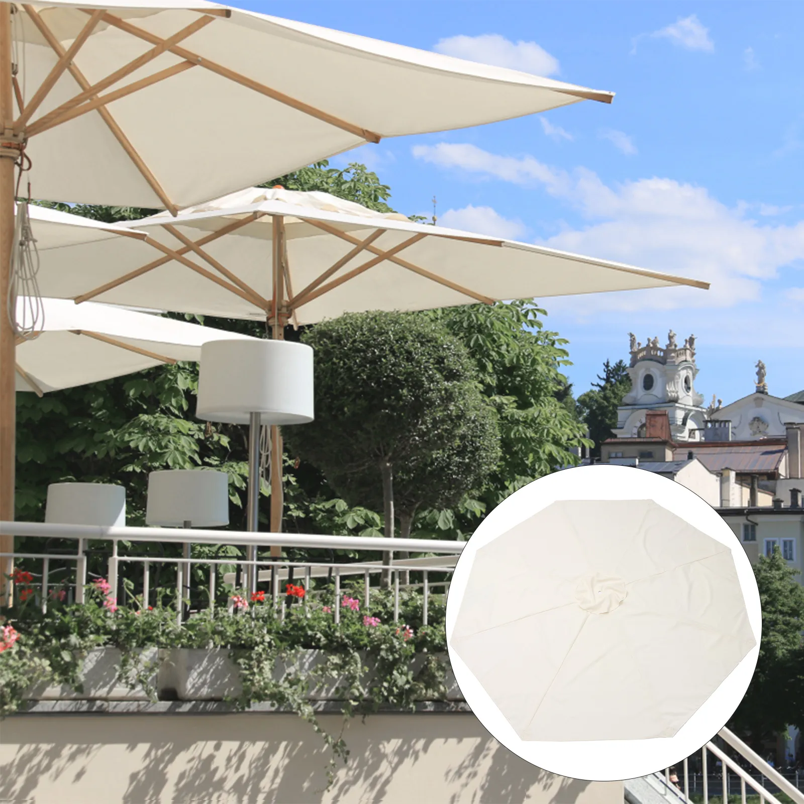 canvas patio umbrella replacement Canopy | Fits Grande Round | Sunbrella, Fade & Water Resistant For spot cleaning 6/8 Ribs Patio Umbrella Replacement