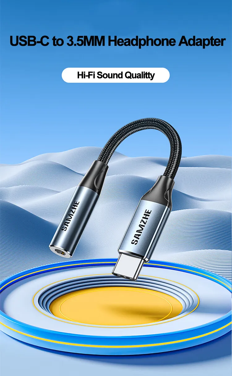 USB-C To 3.5mm AUX Headphone Jack Adapter – For IPhone 15, Samsung, Huawei, Android – 2-Port, Anti-Scratch, Glossy