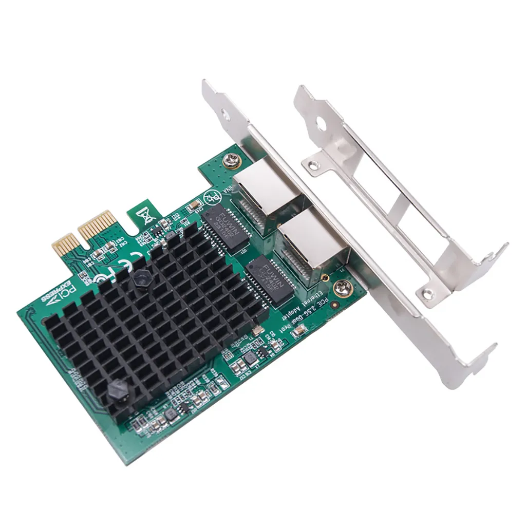 Ethernet Network Adapter Card PCI-E X1 2.5G 10/100/1000Mbps Gigabit Server Network Card RTL8125BG Dual-Port RJ45 for PC Desktop