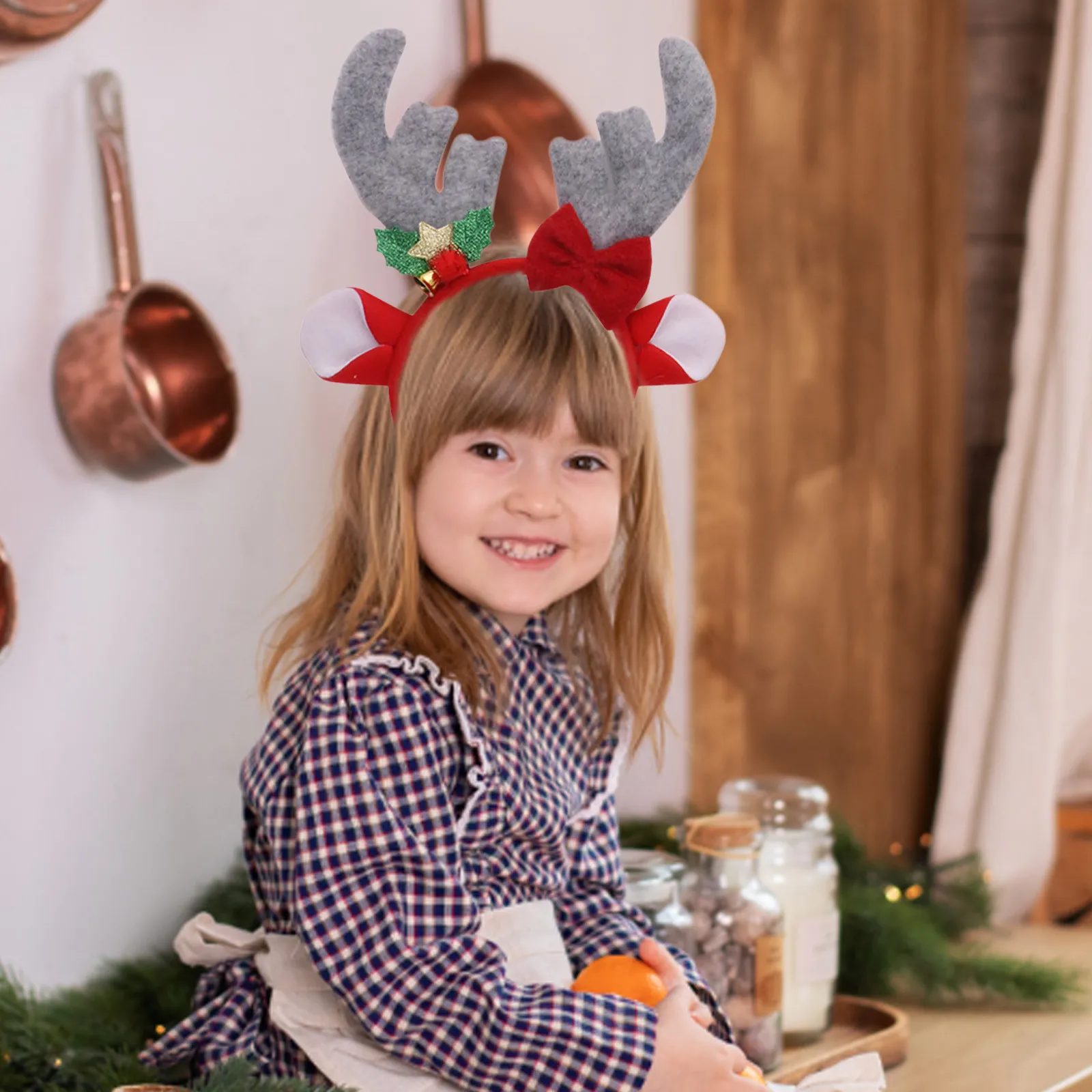 Deer Headband Plush Reindeer Antlers Xmas Party Costume 