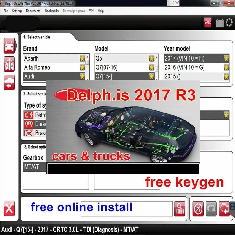 2024Newest Del phis 2017.R3 with Keygen for Del phi DS150E Diagnostic Software with for Cars Trucks multilanguage sofware