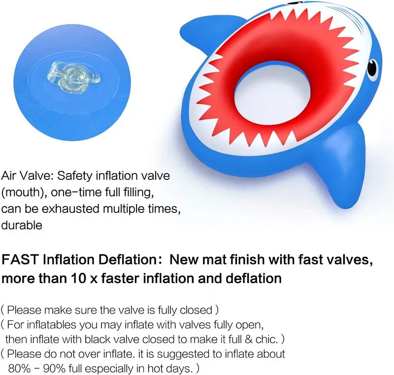 Inflatable Swim Ring Shark Design: Thickened Adult Pool Toys