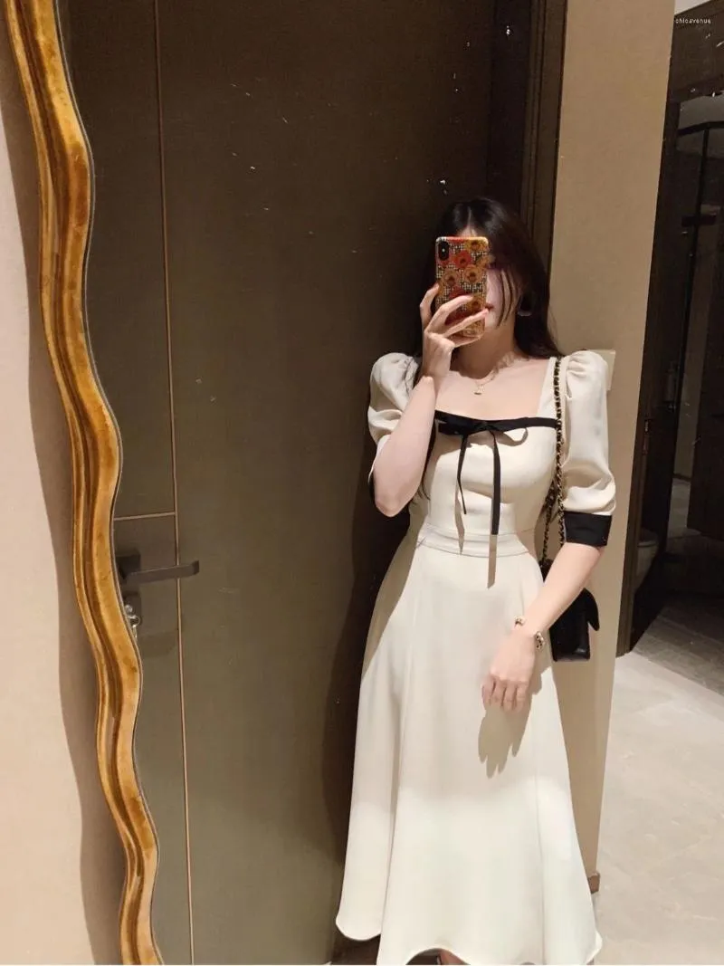 Party Dresses Summer Women Dress French Elegant Square Neckline Sleeve Bow Design High Waist A-Line Long from Dhgate Urban Sexy Dresses - price 55.87 Party Dresses Summer Women Dress French Elegant Square Neckline Sleeve Bow Design High Waist A-Line Long from Dhgate Urban Sexy Dresses - price 55.87