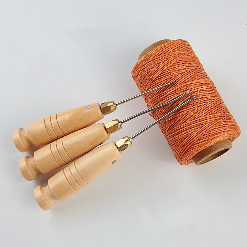 Curved Leather Stitching Awl Tool with Wooden Handle - Hand Stitcher ...
