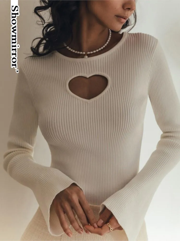 トップス S open knit tops heart THEREDTHREAD / ザレッドスレッド】S open knit tops heart