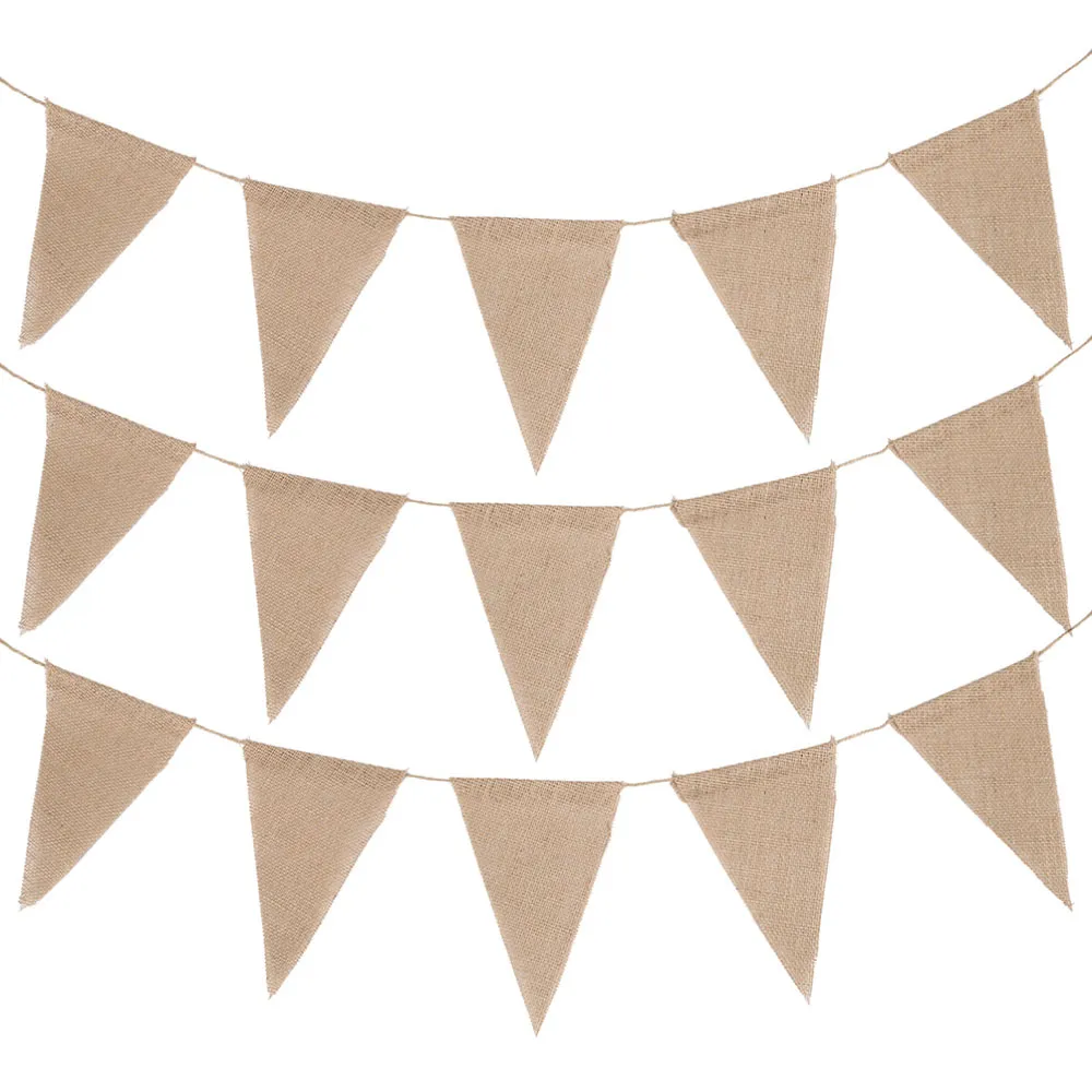 10M Hessian Burlap Triangle Bunting Banner for Festival Party Wedding ...