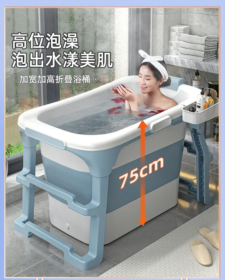 JNYSJ 43" Large Foldable Bathtub,Extra Large Foldable Bathtub With Plastic Frame, Freestanding