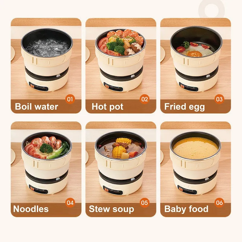 Portable Electric Hot Pot With Foldable Handles, Non-stick