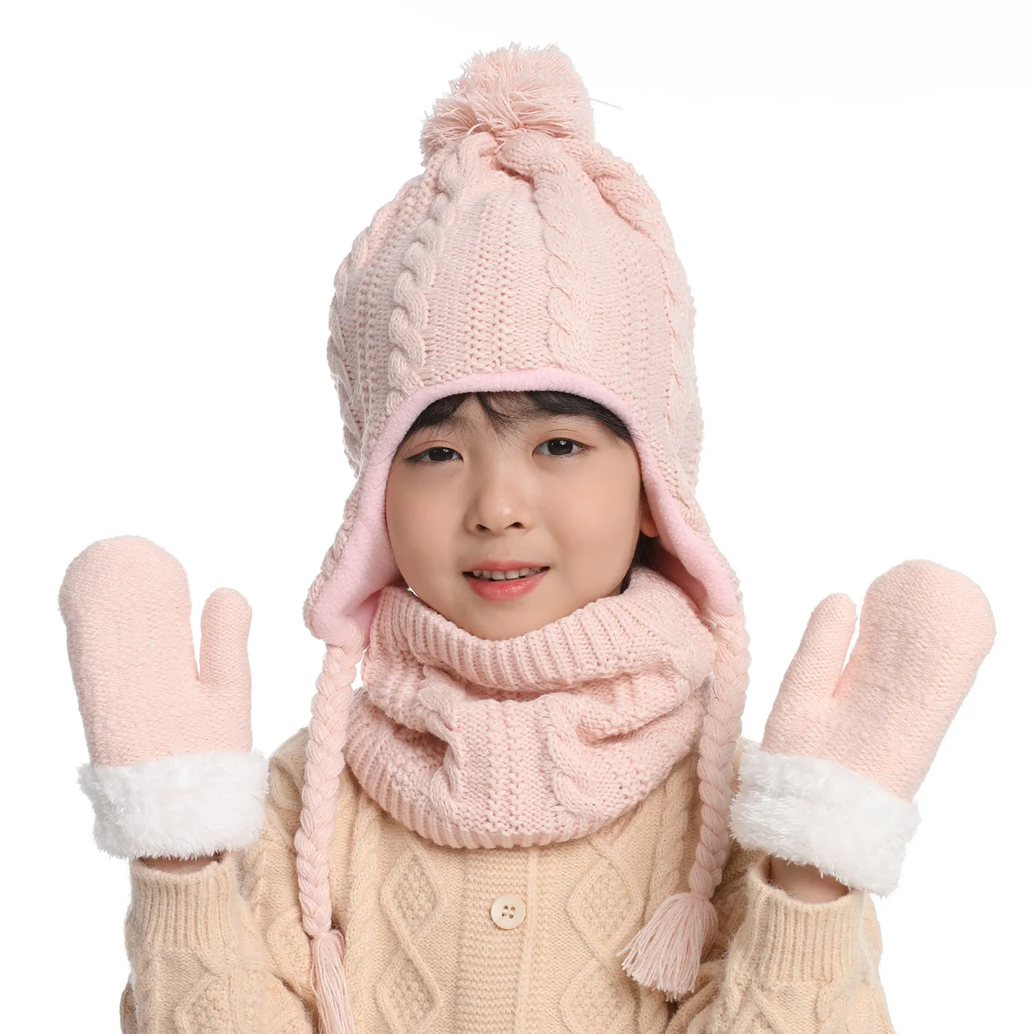 Kids Winter Hat Scarf Gloves Set Fleece Thermal Earflap Beanie Outdoor Accessories For Boys And Girls From Ddmyaug 25.93 DHgate.Com