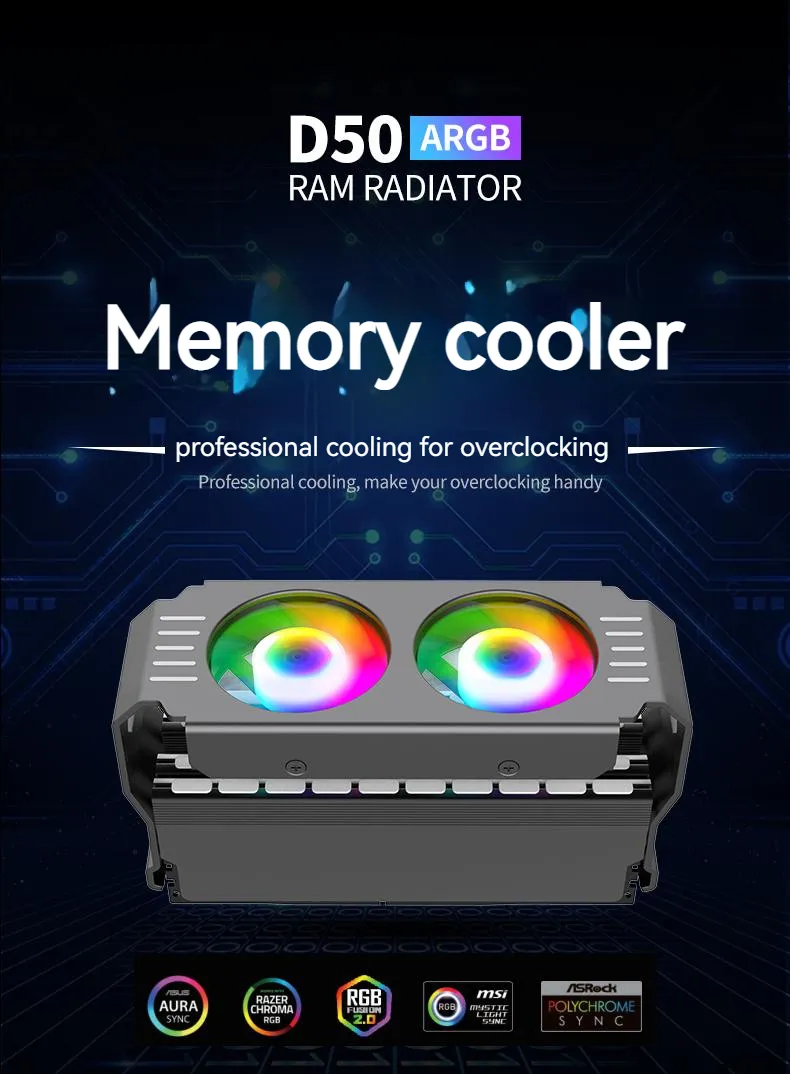 Ddr5 Ram ARGB RAM Cooler, Heatsink Fan, Computer Memory Module Cooler ...