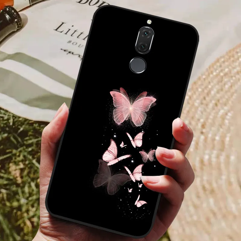 Custodia Portafoglio In PU Per Huawei Mate 10 Lite / Nova 2i - Con Slot Carte E Supporto, Farfalla Oro Rosa