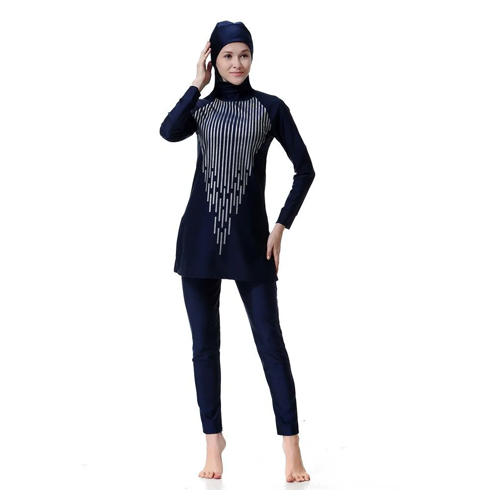 Modest Full Coverage Muslim Swimsuit Wirefree Padded Islamic Bathing Suit for Women Arab Beach Wear