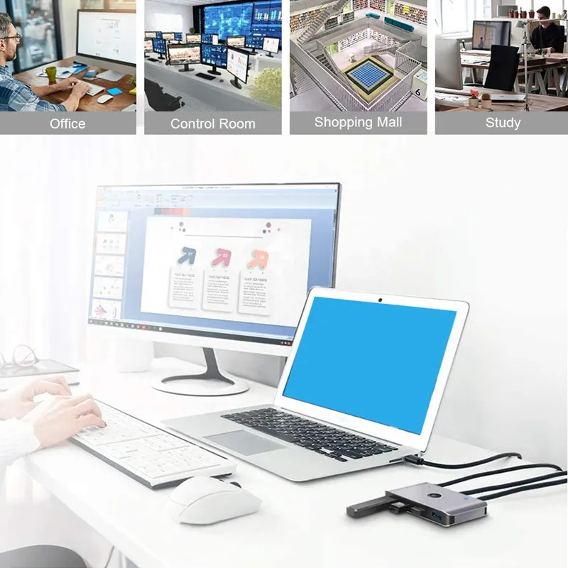 USB 3.0 KVM Switch Selector, 2 Computers Sharing 4 USB Devices USB 3.0 Peripheral Switcher Box Hub Adapter