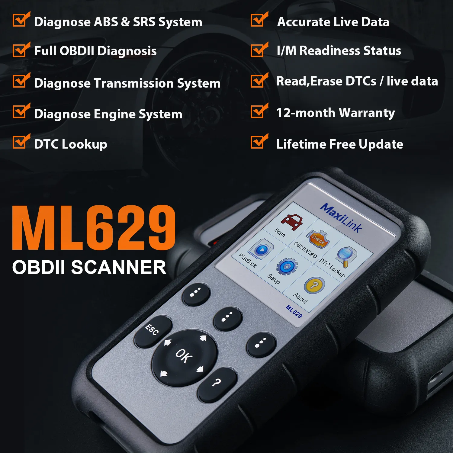 Autel ML629 Maxiリンク診断ツールAuto OBD2スキャナーコードリーダー 