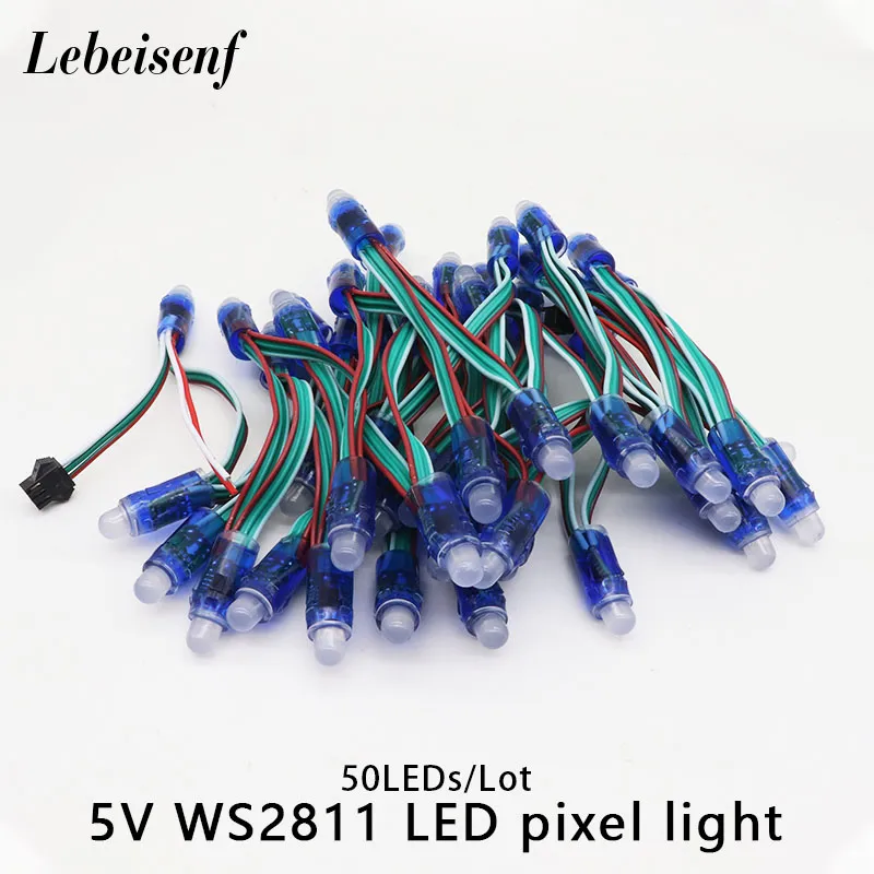 50-Pack IP68 Waterproof WS2811 RGB LED Pixels - Addressable 12mm ...