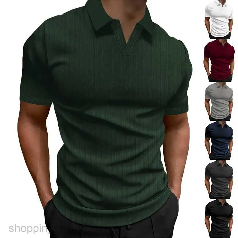 Men's V-Neck Striped Polo Shirts - Short Sleeve, Breathable Cotton, Summer Casual Tops Men's V-Neck Striped Polo Shirts - Short Sleeve, Breathable Cotton, Summer Casual Tops