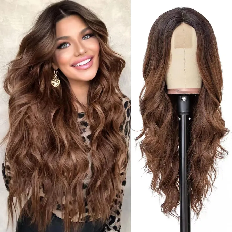 Long Body Wave Lace Front Wigs 26 Inch Ombre Curly Human  display picture 3