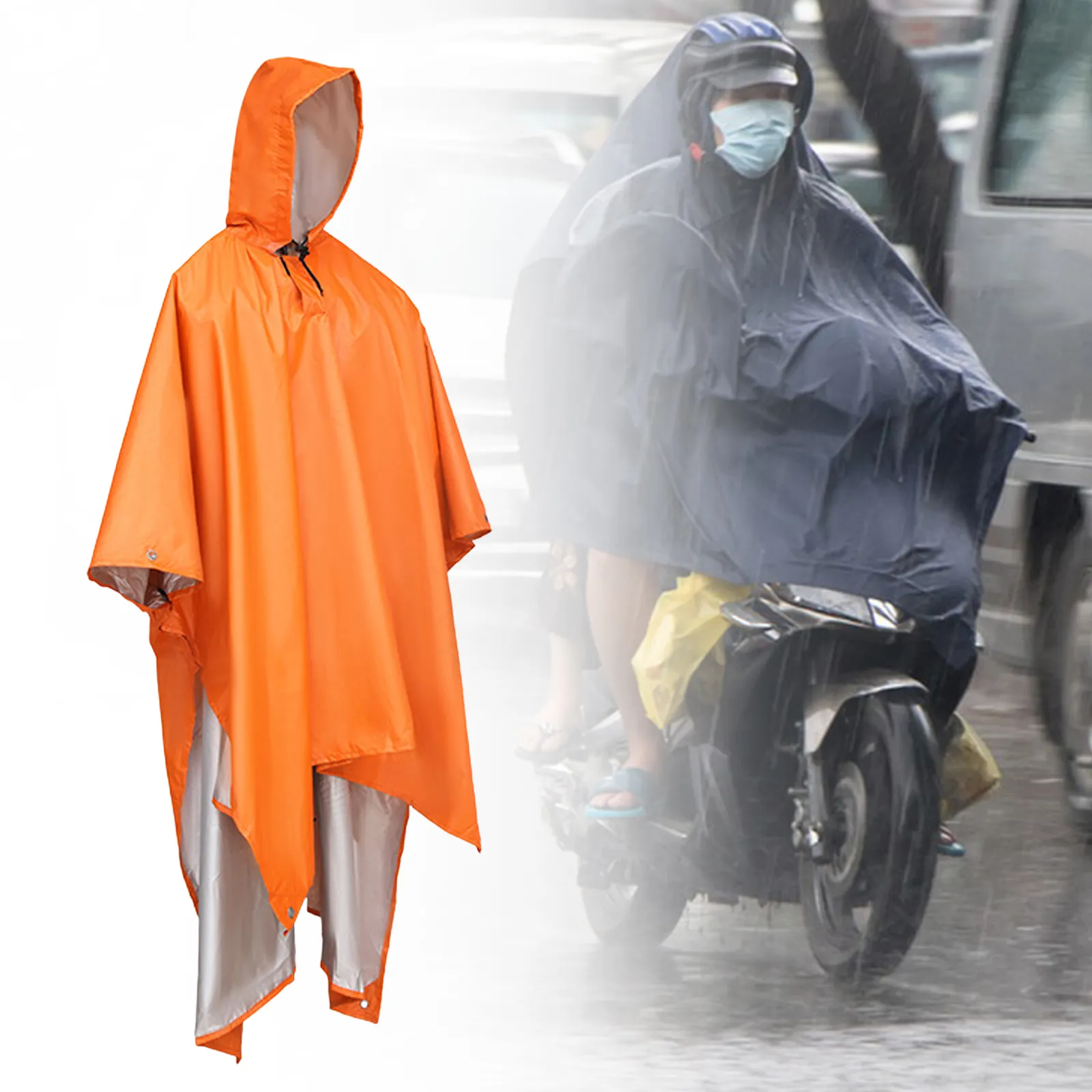 Lightweight Waterproof Three-in-One poncho raincoat for Outdoor Camping ...
