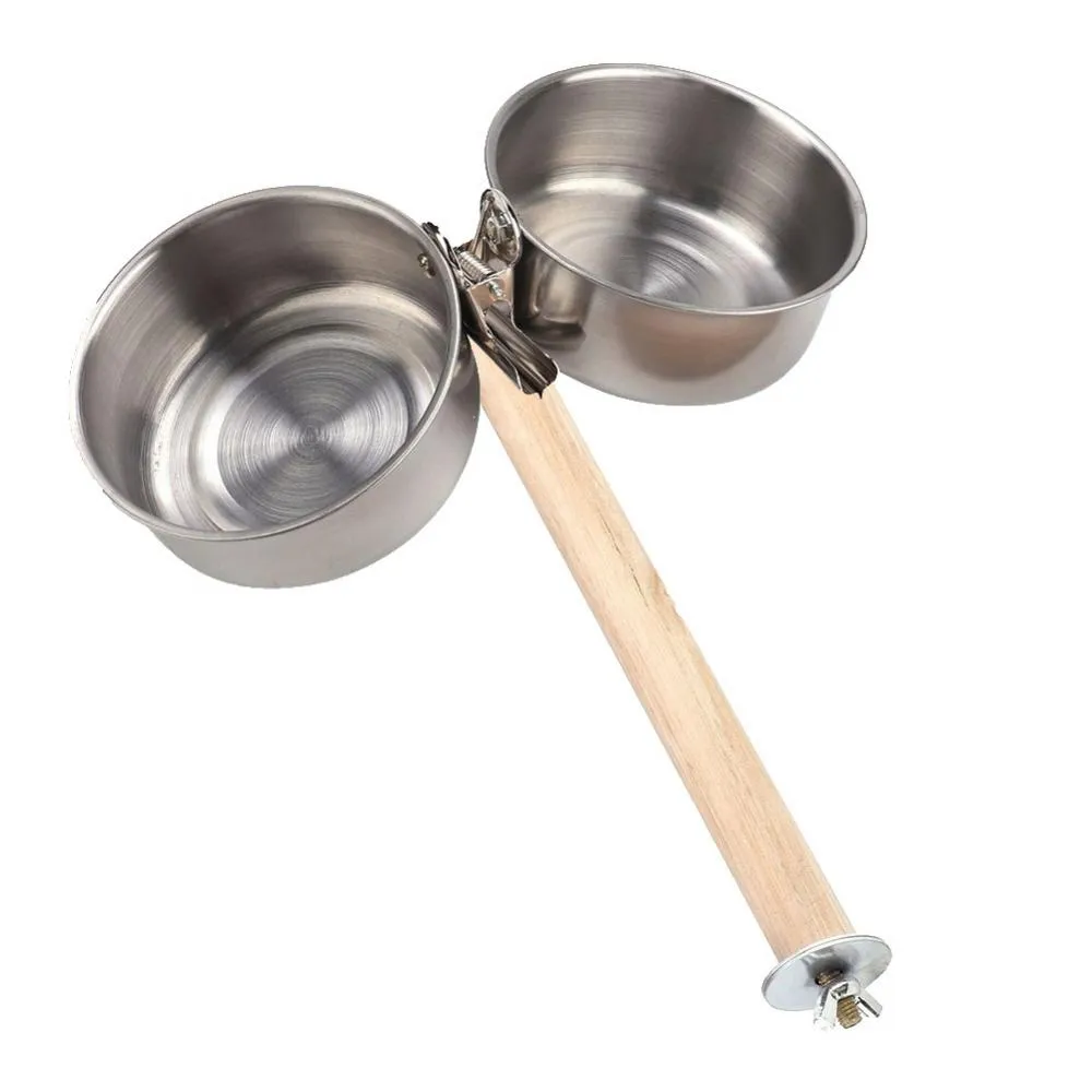 Double Bird Feeder Bowl With Cage Clip For Parrots And Birds_voghion.com