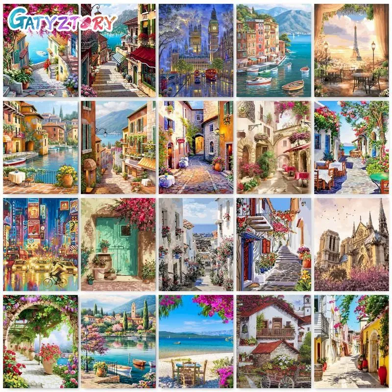 GATYZTORY Paint By Numbers Kit for Adults and Children 16x20 in Seaside ...