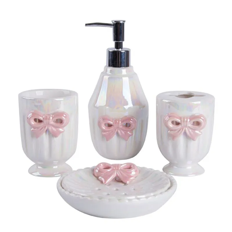 Dracelo 4-Piece Bathroom Accessory Set With Toothbrush Holder, Soap Dispenser, Cotton Jar, Tray In Black