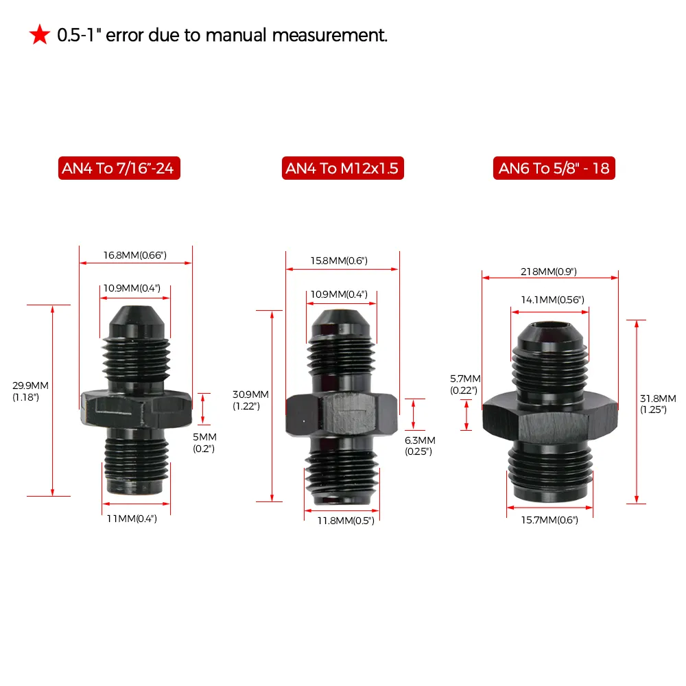 High-Grade Turbo Oil Feed Adapter: 4AN Male to 7/16-24, 4AN to M121.5 ...