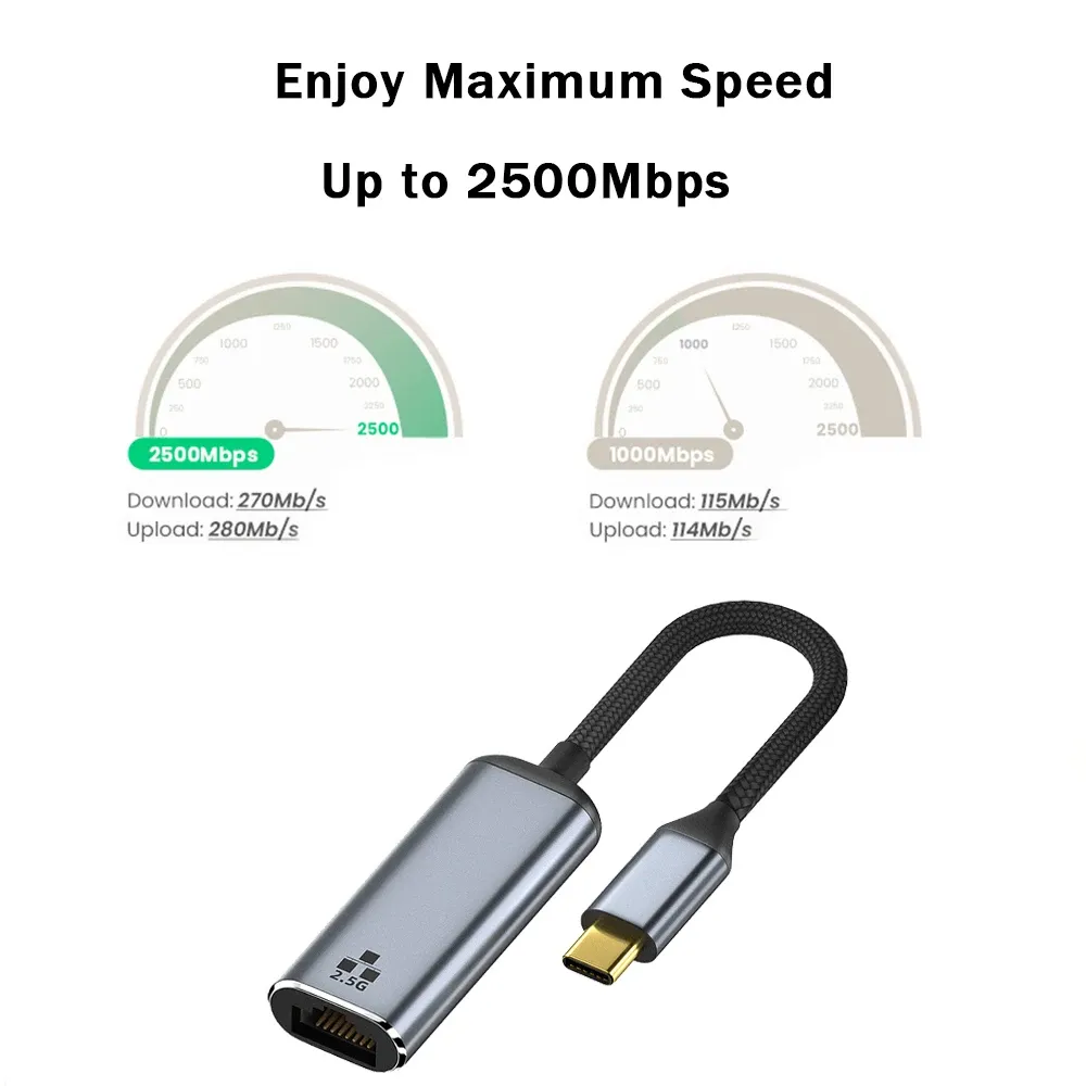 10/100/1000Mbps USB-C To RJ45 Network Adapter Max 100W Pd Charge Multi - View #6