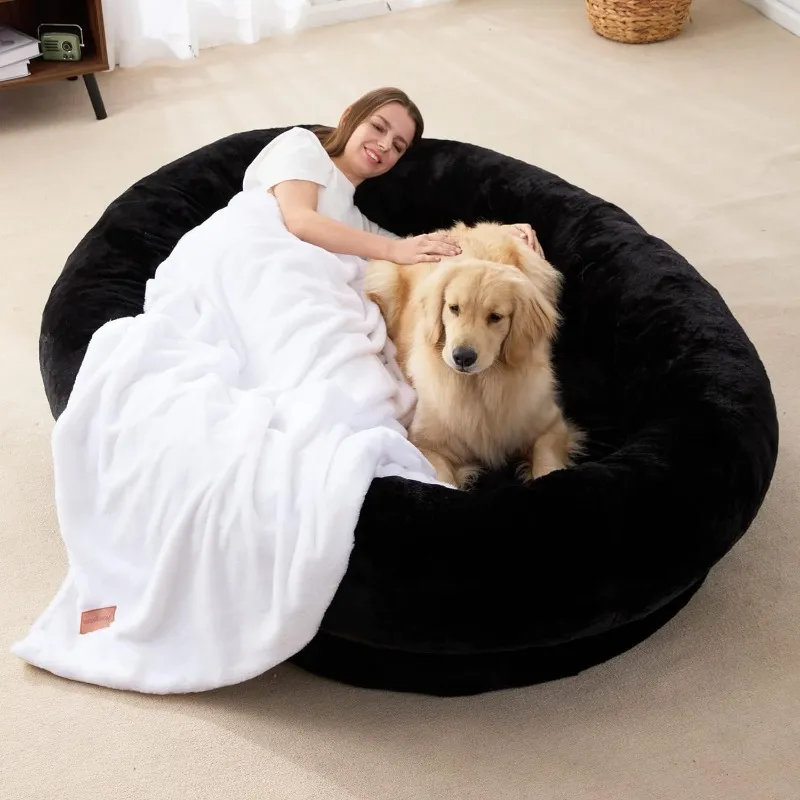 Wholesale Large Black Adult Bean Bag Dog Bed With Washable Fur Cover Blanket And Straps 72 X 48 X 10 From Homepro18 Bulk 380.3 DHgate.Com